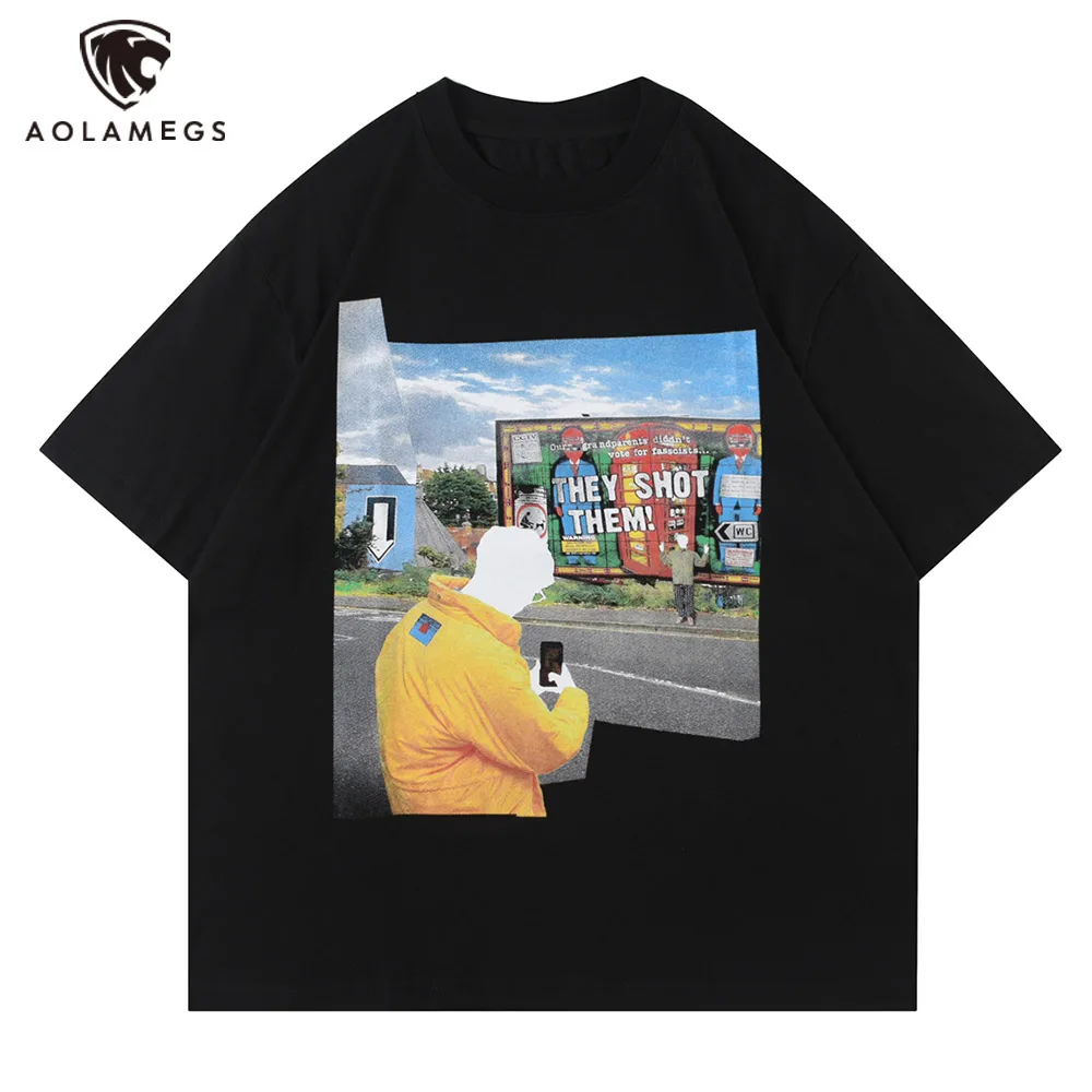 

Летняя повседневная мужская футболка в стиле хип-хоп, уличная футболка с абстрактным принтом, хлопковая Футболка Harajuku, свободные футболки с короткими рукавами
