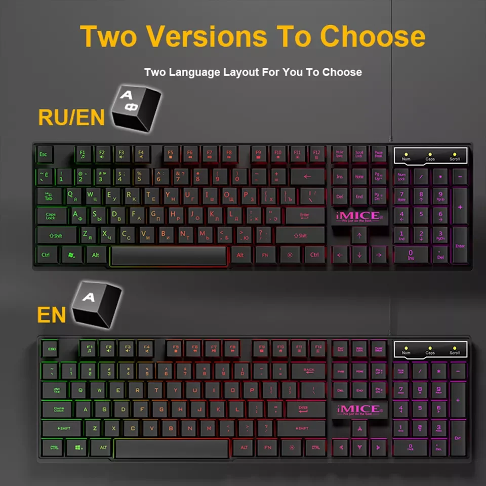 

Wired Gaming Keyboard Mechanical Feeling Gamer Keyboard Russian Keyboards USB 104 Keycaps RGB Backlit Keyboard For Computer PC