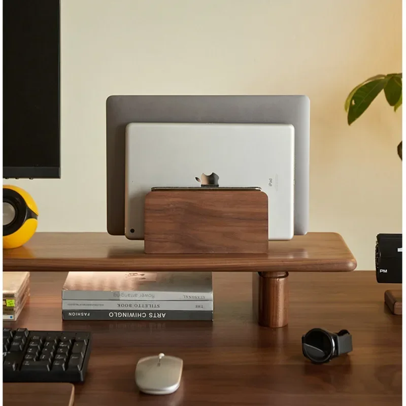 Schwarzer Nussbaum Laptopst Cesnder Премиум Настольный ноутбук Основа Doppels chlitz Design Schreibtisch Regal stabil