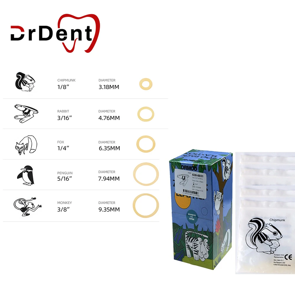 

100PCS/Bag Orthodontic Zoo Pack Elastics Rubber Bands High-quality Latex Braces Force 3.5 / 4.5/ 5.0 / 6.5 OZ