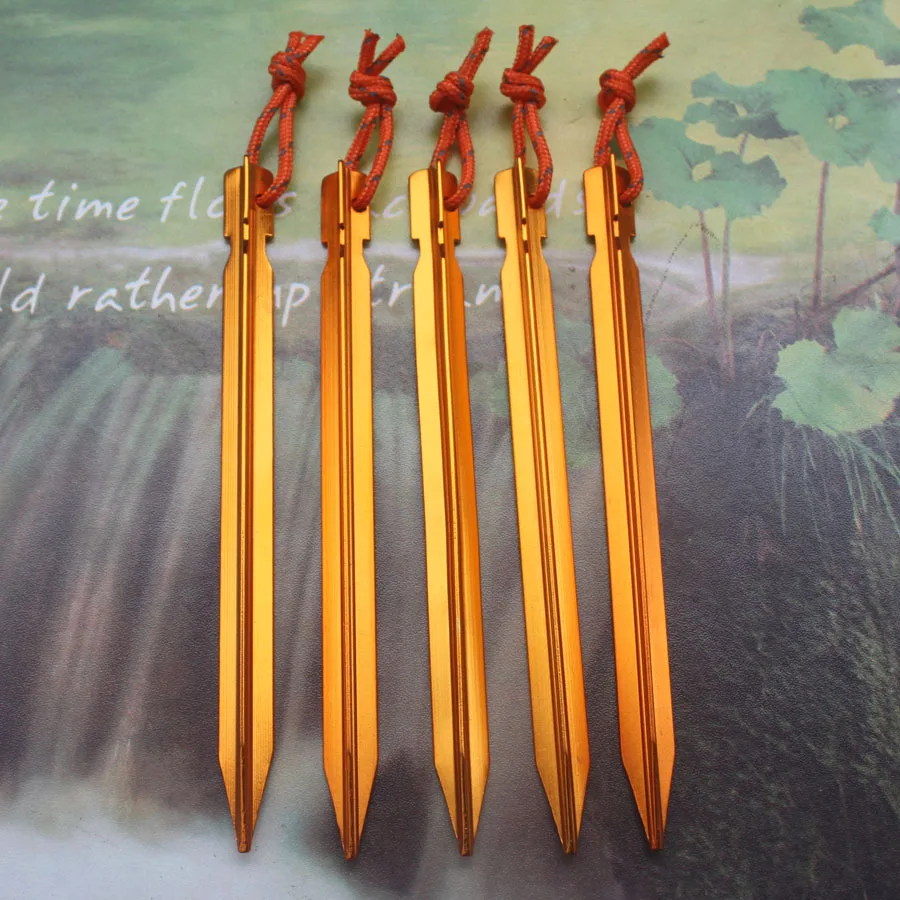 

Fx Thickened Outdoor Aluminum Alloy Tent Canopy Ground Nail Three Edge Ground Nail 18cm with Reflective Rope Tent Pegs FX177