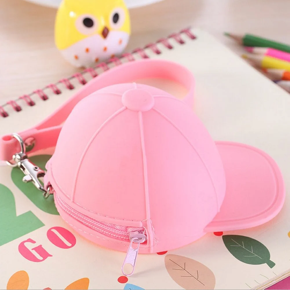 Silicone Ladies Coin Purse Key Case Cute Baseball Cap Coin Purse Zipper Girl USB Cable Earphone Storage Bag Creative Handbag