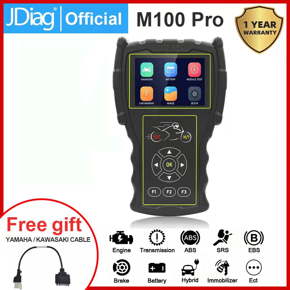 

JDiag M100Pro Motorcycle Diagnostic Scanner Tool ABS Oil Reset SRS TPMS EPB A/F Adjuse Auto Motor Analysis Tool