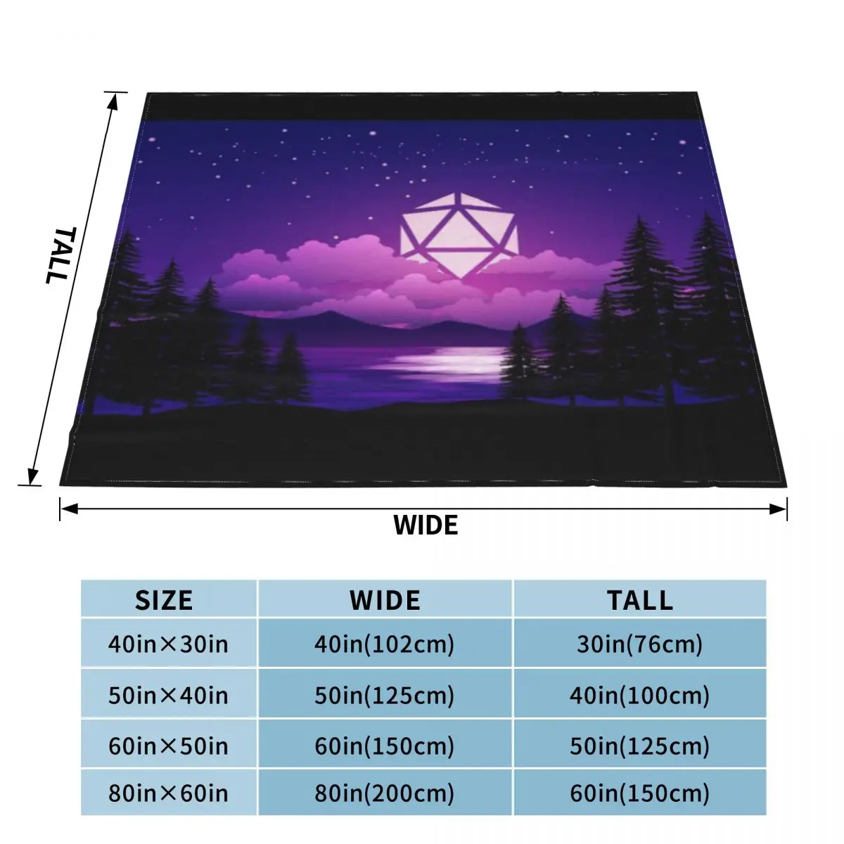 Розовый закат D20 Dice Sun Lake Настольные карты RPG и пейзажи Ультрамягкое одеяло из