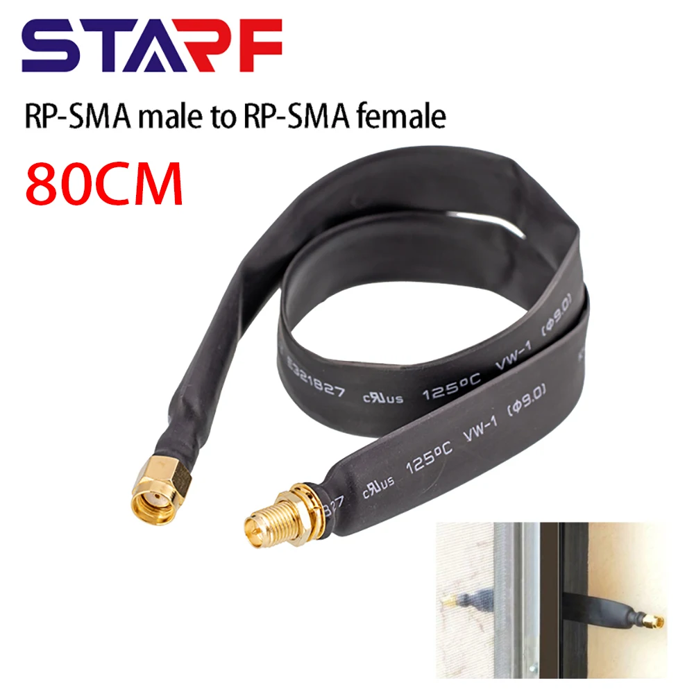 80cm Coaxial Extension Cable RP-SMA Male To RP-SMA Female  Helium Hotspot Miner Antenna LoRa Flat-Window Door Feed Thru