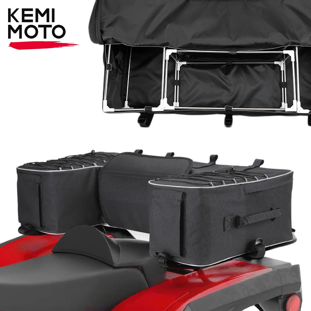 Black Rear Rack Bag Package Support Storage Pack Back ATV For Yamaha Big Bear 400 Compatible with Polaris for Can-Am Outlander