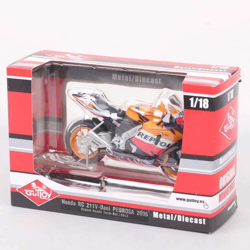 Guiloy масштаб 1:18 Honda Repsol RC211V #26 Дани педроса 2006 GP всадник модель мотоцикла литая