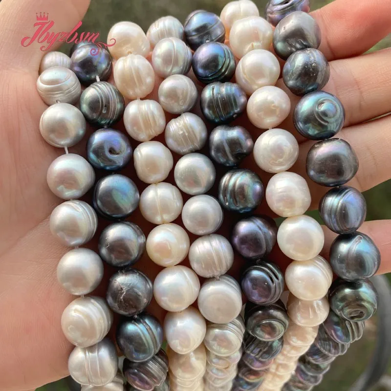 11-12mm Nearround Natural Freshwater Pearl Loose Beads for Women DIY Necklace Bracelet Earring Rings Jewelry Making Strand 15