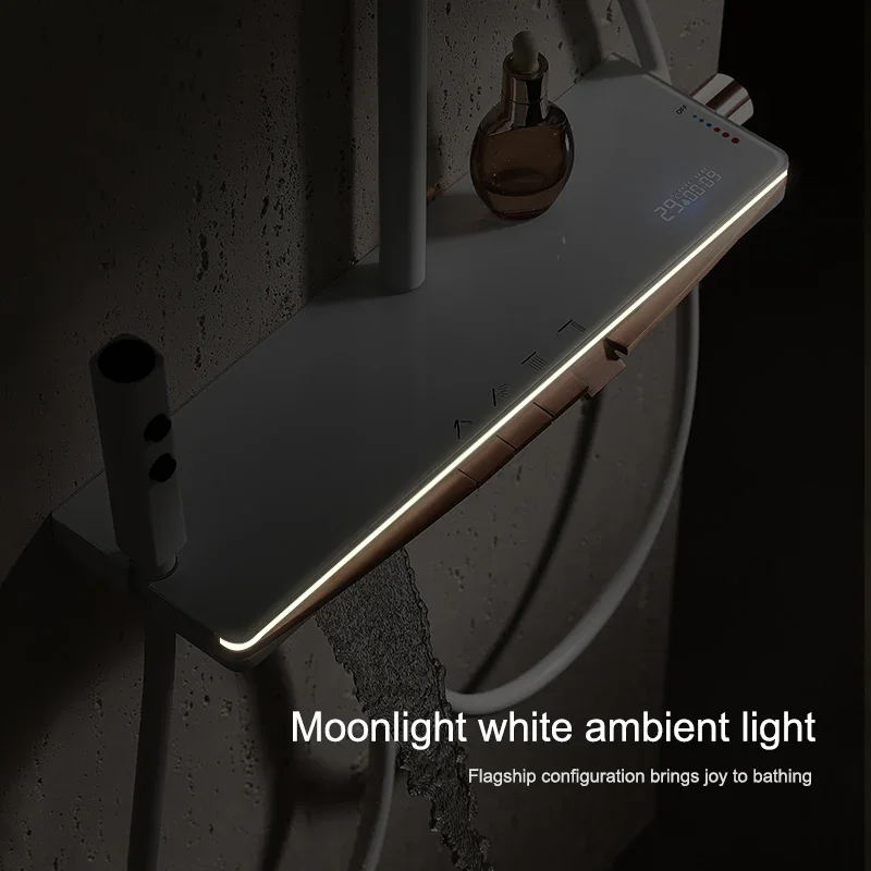 Белый душевой набор для ванной комнаты настенное крепление квартира серый