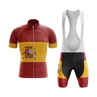 2022 team spain summer mens cycling short sleeve jersey and bib shorts suit