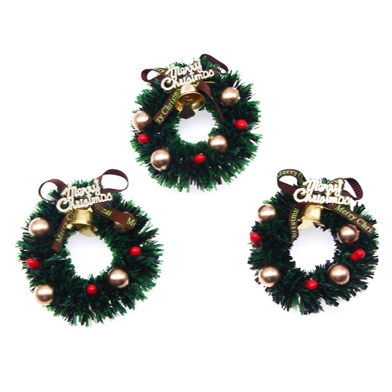 

1PC Dollhouse 6cm Christmas Wreath Mini Christmas Ring Decor DIY Gift Miniature Fairy Garden Home Decoration