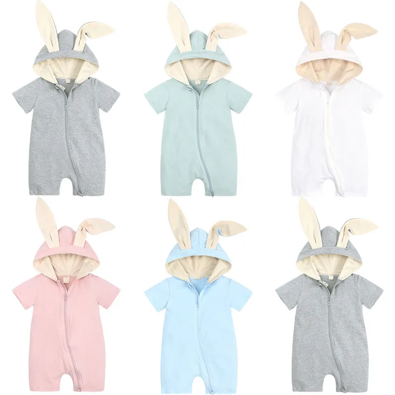 

0-2T Cartoon Cute Girls Rompers Clothes Ropa Bebe Summer Bunny Ear Baby Outfit Newborn Boy Jumpsuit Pajamas Baby Clothing Sets