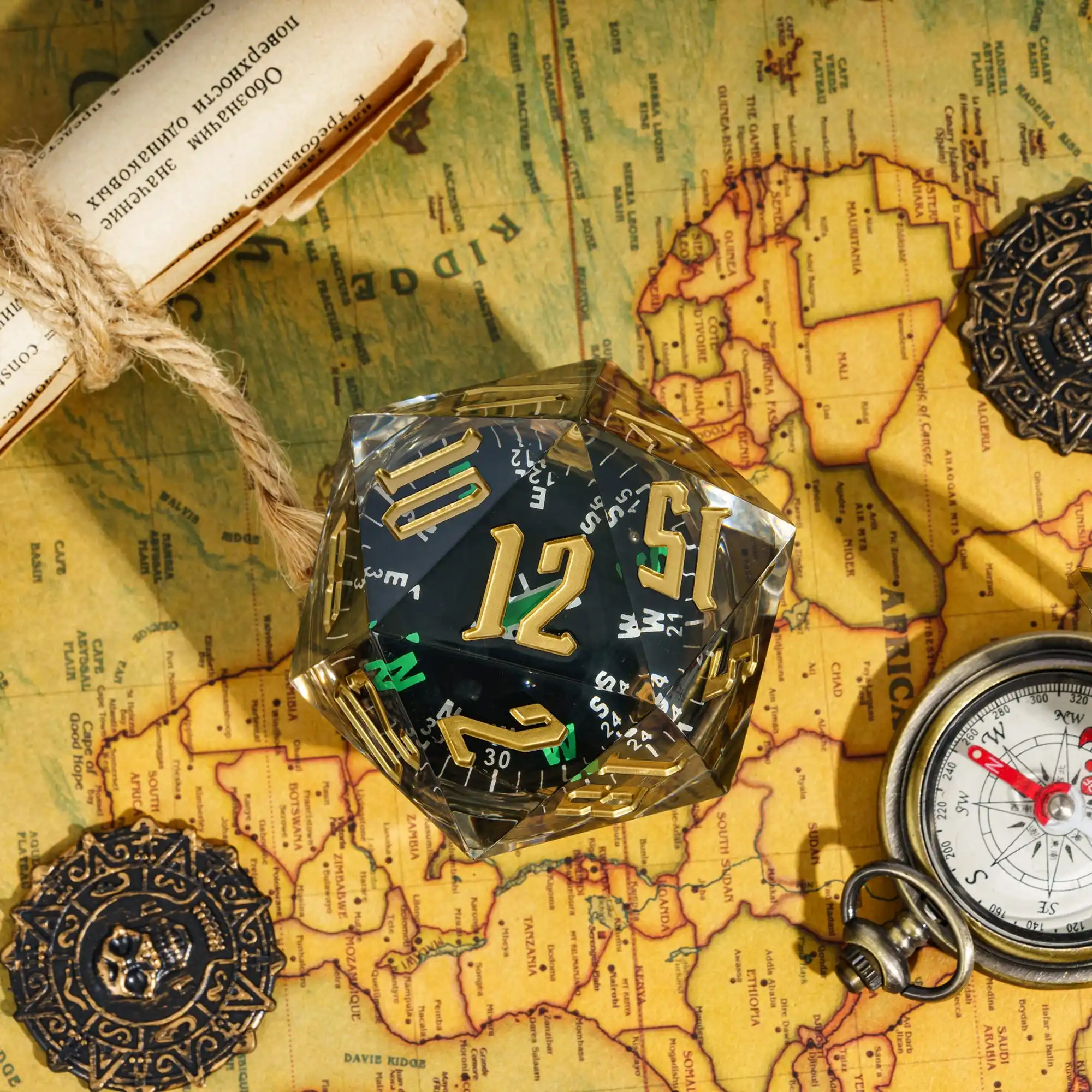 55 мм светящиеся игральные кости D20 с компасом 20 сторон игровые гигантские