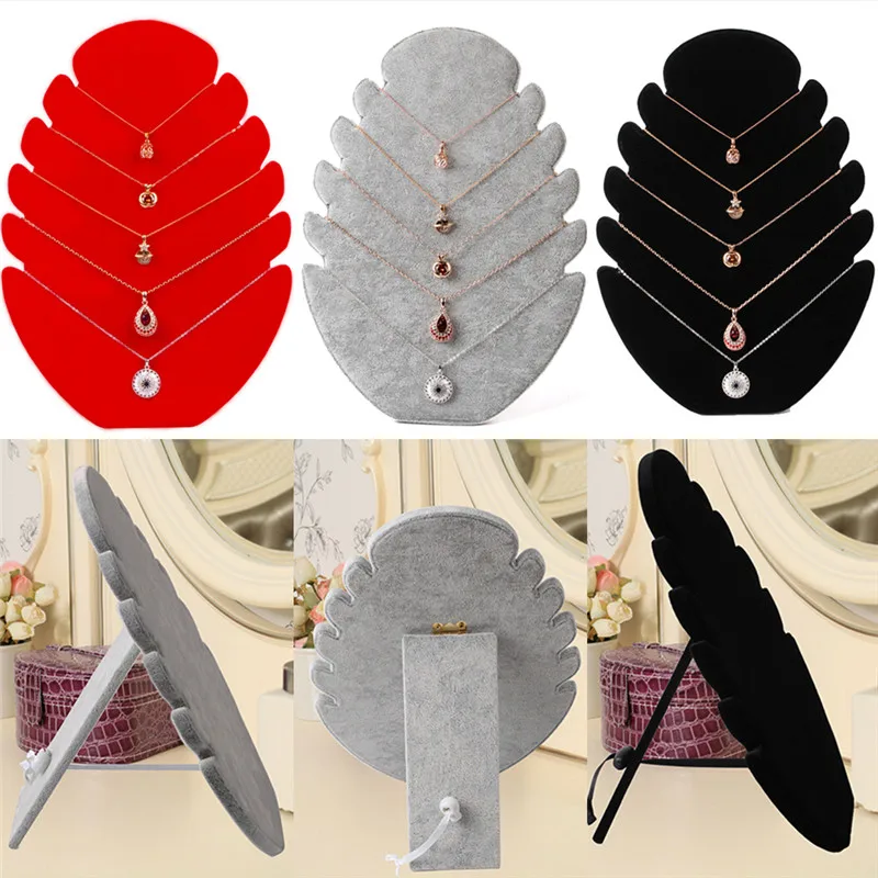 1Pc Flannel Flame Necklace Display Stand Jewelry Rack Jewelry Necklace Counter Jewelry Storage Display Props Display Card