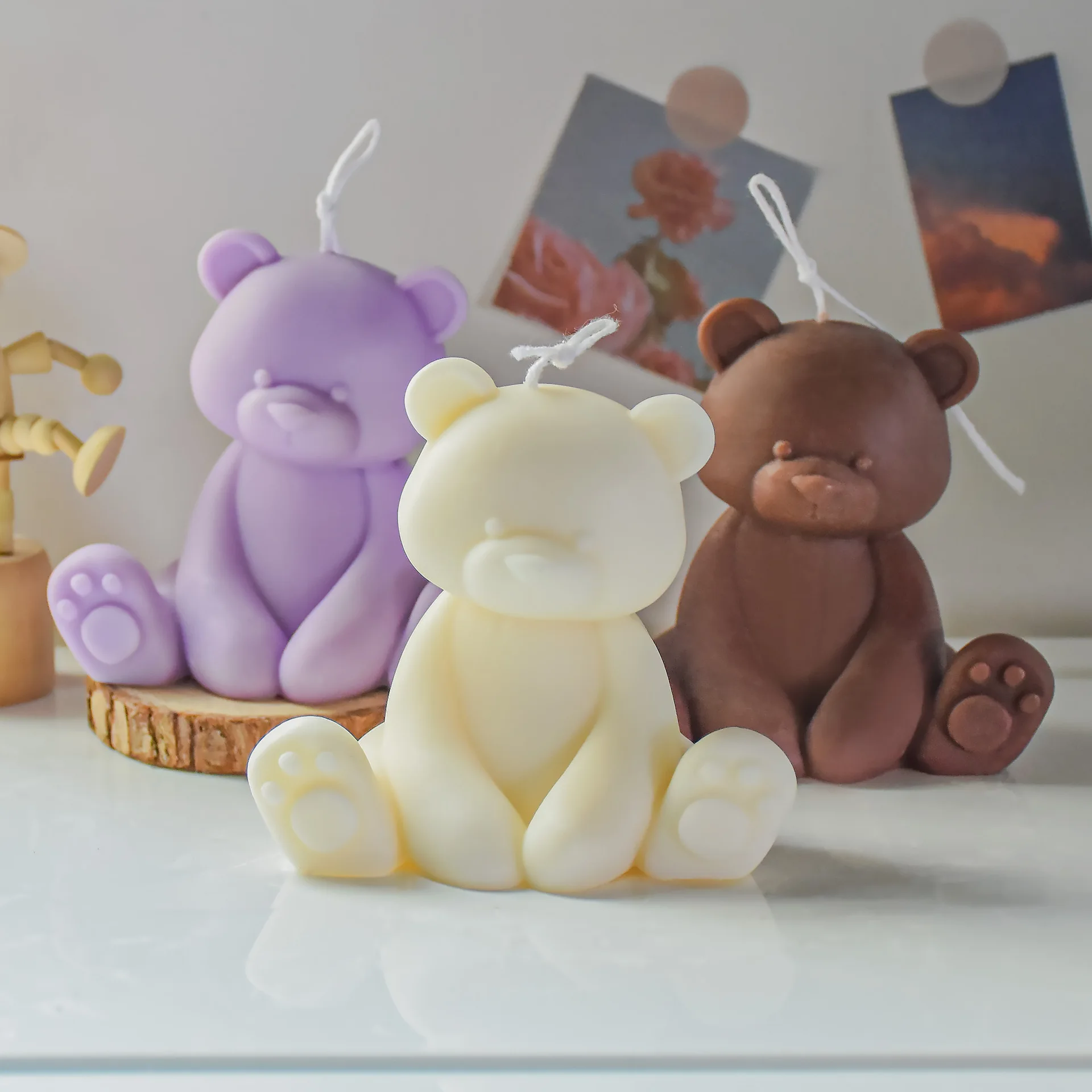 3D Cute Cartoon Bear Silicone Candle Mold Aromatherapy Plaster  Scented Candle Making Decor DIY Animal Cake Baking Mould