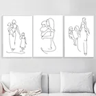 Абстрактная любовь рука семейная линия Рисование плакаты принты минималистичные родители дети настенная живопись на холсте Современный домашний декор