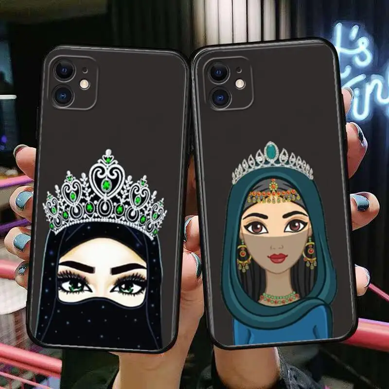 

Crown Hijab Face Muslim Islamic Gril Phone Cases For iphone 13 Pro Max case 12 11 Pro Max 8 PLUS 7PLUS 6S XR X XS 6 mini se mobi