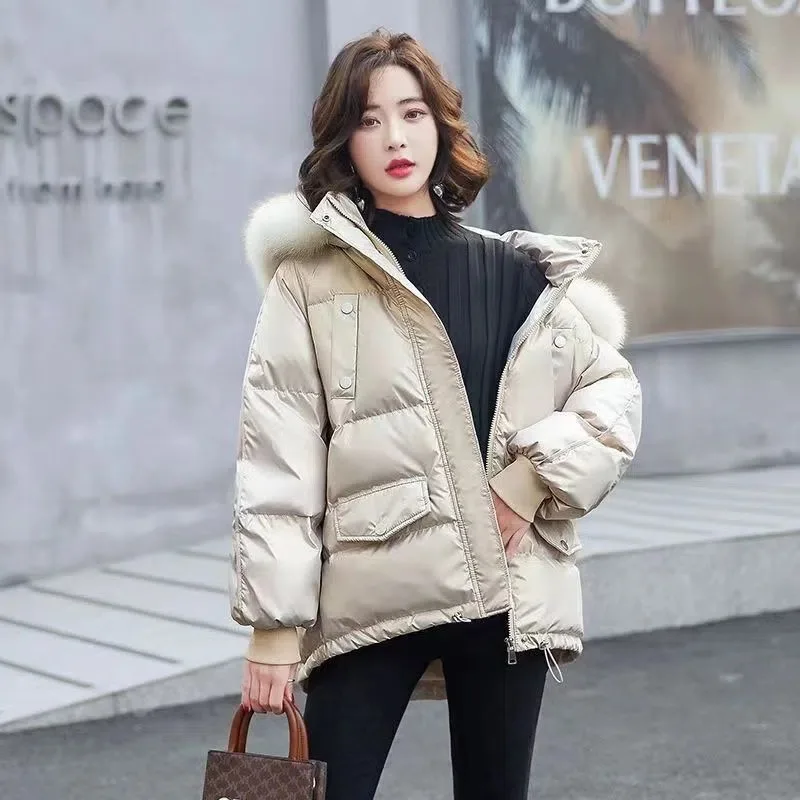 

New Winter High Quality Down Coat Hooded Unisex Fluffy White Duck Down Jacket for Women's Very Warm Temperament Casual Wear F182