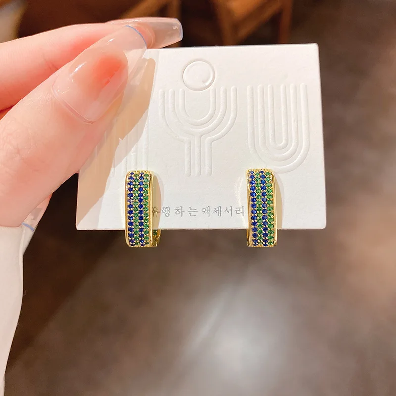 

Trendy New Zircon U-shaped Geometric Earrings South Korea Dongdaemun Temperament Fashion Retro Personality