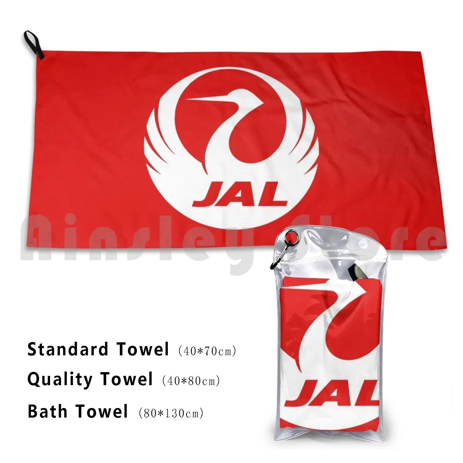 Vintage Logo Bath Towel Beach Cushion Jal Japan Airways Boeing Japanese