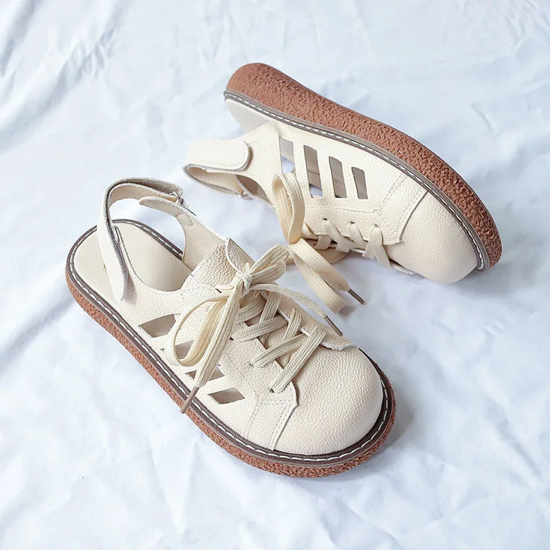 

2021 Woman Summer Vintage Wedge Sandals Buckle Flowers Casual Hollow Women Shoes Female Ladies Platform Retro Walking Sandalias
