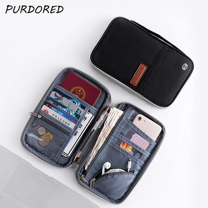 

1 Pc Solid Color Men RDIF Passport Cover Wallet Portable Travel Credit Card Package ID Holder Storage Organizer