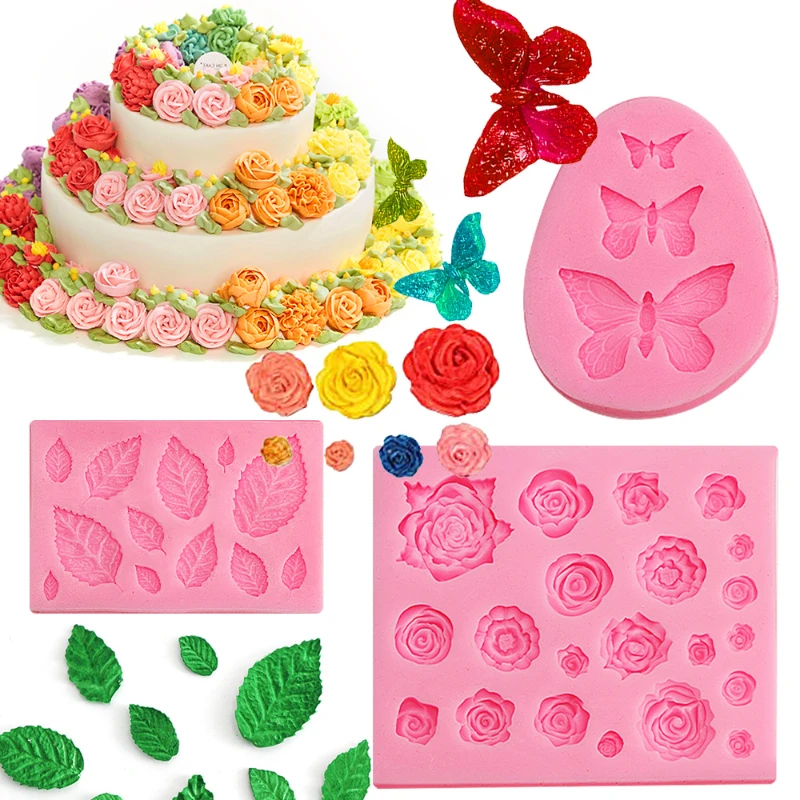 

Rose Fondant Silicone Mould Cake Chocolate Rose Flower Drop Glue Mould 3d Mould