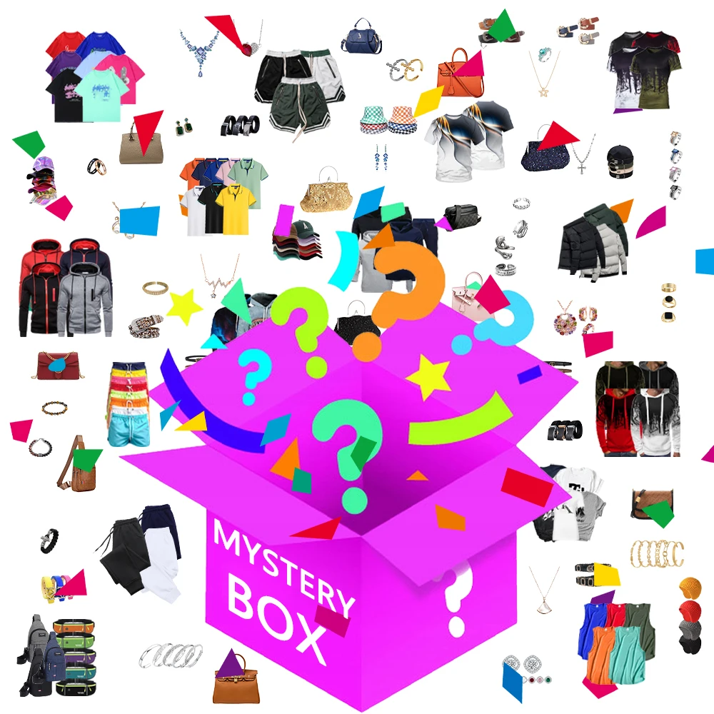 

Surprise Box Men Women Brand Clothes Bag Hat Glasses Random Style Pattern Fashion 100% Mystery Lucky Gifts
