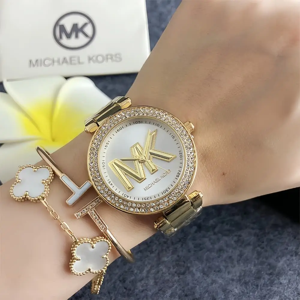 Фото Женские кварцевые часы Michael Kors класса люкс, модные повседневные наручные часы из сплава, деловые часы, подарок для девушки №4