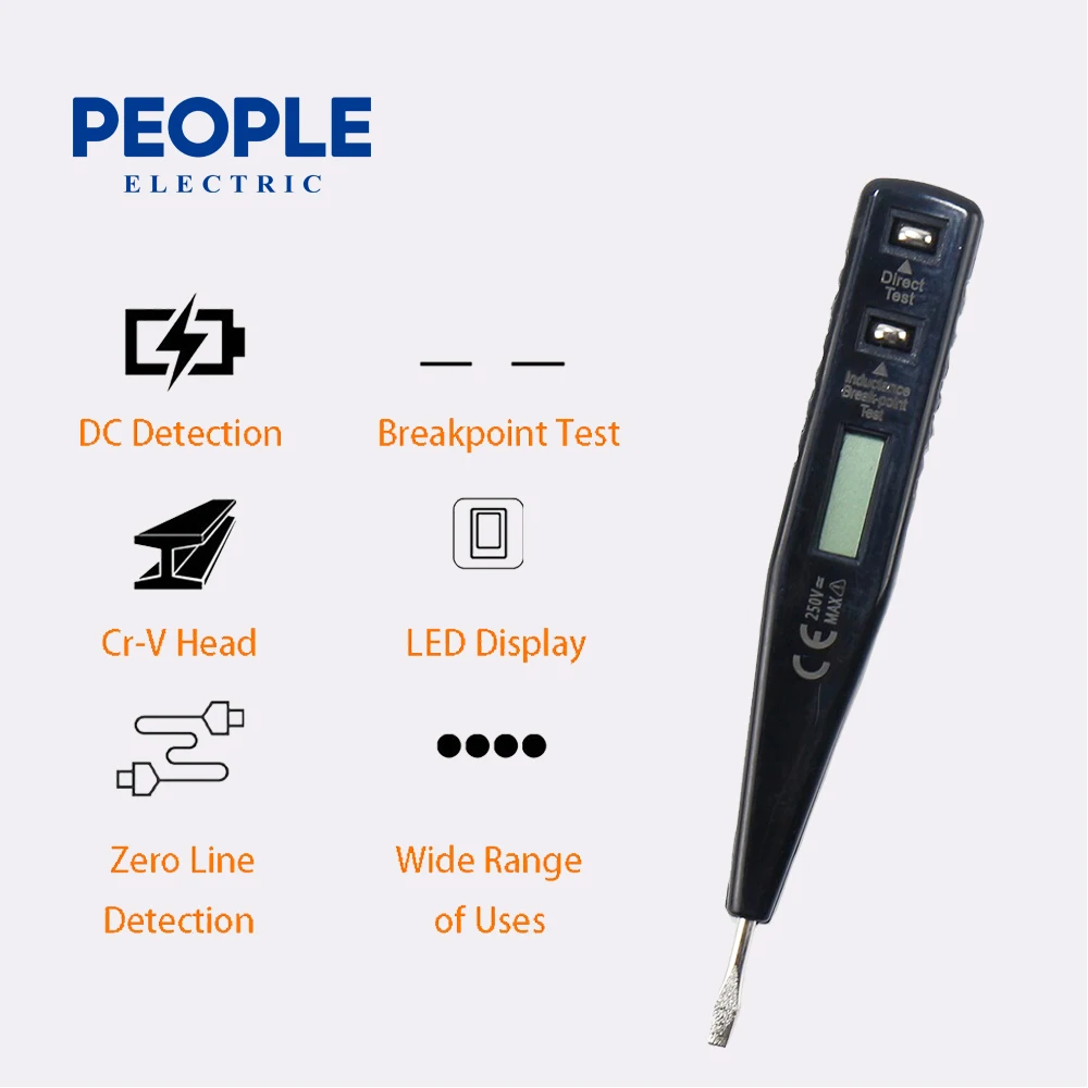 

PEOPLE Electric Sensor Test Pencil AC/DC LCD Digital Display Voltage Test Pen Volt Detector Tester 12-220V For Electrician Tool