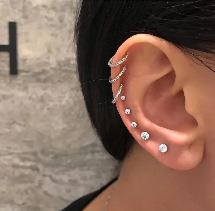 

Fashion Simple cool style Rhinestone Ear Studs For women girl EarClip set without ear holes Earrings Jewelry wholesale