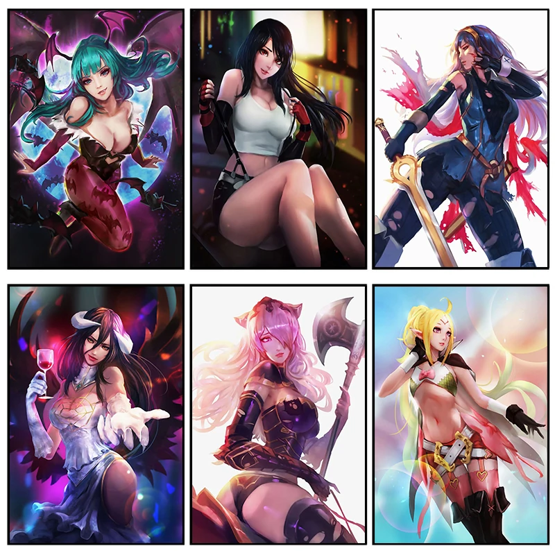 

Современный плакат с аниме-рисунком манги, Картина на холсте для женщин, рисование на стене, картина для бара, декор для спальни для взрослых...