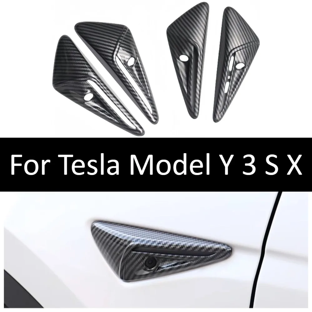 Фото Накладки из карбона для камер Tesla Model Y 3 S X: Защитные наклейки для кузова, аксессуары для декора и стайлинга автомобиля №1
