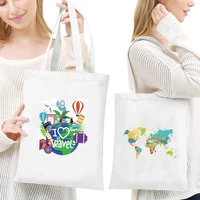 womens canvas shoulder bag reusable shopping bag organizer bags 2020 new casual handbags girls grocery tote travel series