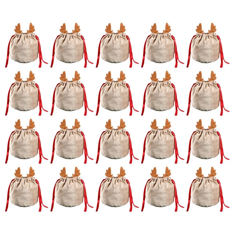 

1Set Antlers Bags Velvet Draw String Bunny Gift Packing Bags Party Decoration Navidad Gift A