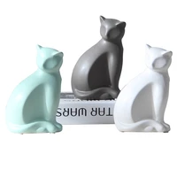 ceramic lucky cat statue home decor crafts room decoration porcelain animal figurine maneki neko study office sculpture