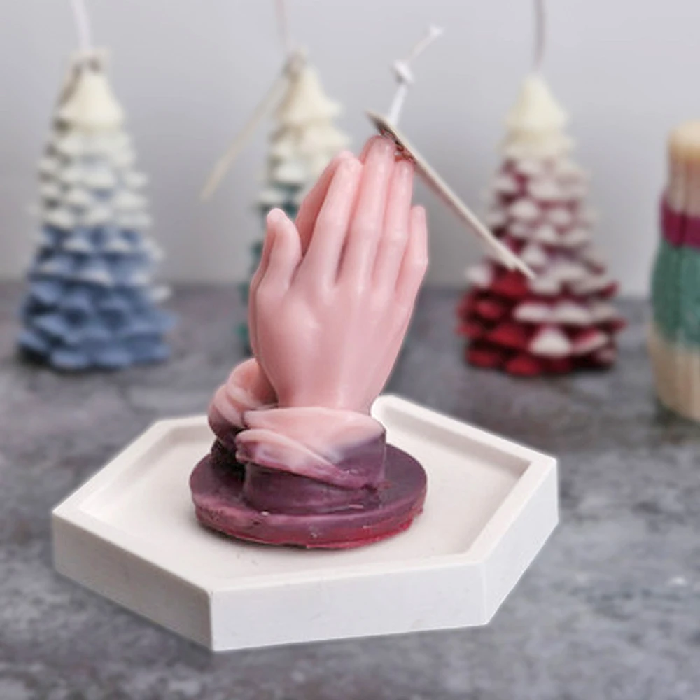 

Hands Combined Prayer Silicone Candle Mold DIY Resin Gypsum Soap Chocolate Mould Religious Prayer Blessing Cake Decoration Tool