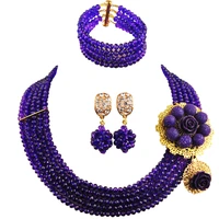 nigerian wedding african beads purple jewelry set costume necklace african bridal set