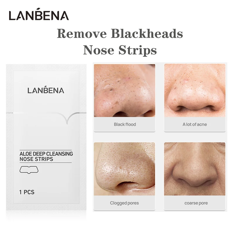 

30PCS LANBENA ALOE Remove Blackheads Deep Cleansing Shrink Pore Black Dot Acne Treatment Facial Mask Nose Strip Sticker Skincare