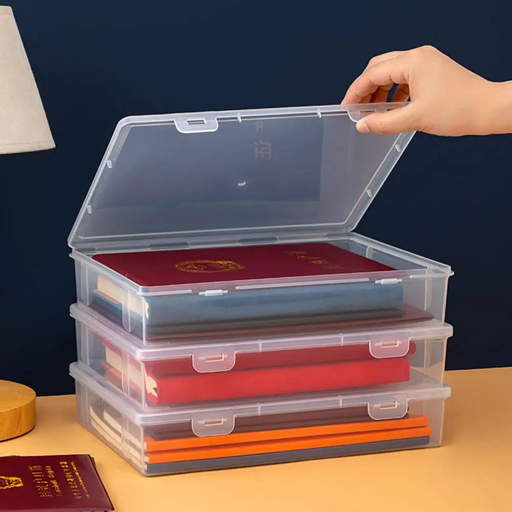 

A4/A5 Documents Storage Case Buckle Design Dust-proof PP Wide Application File Paper Storage Case Office Supplies