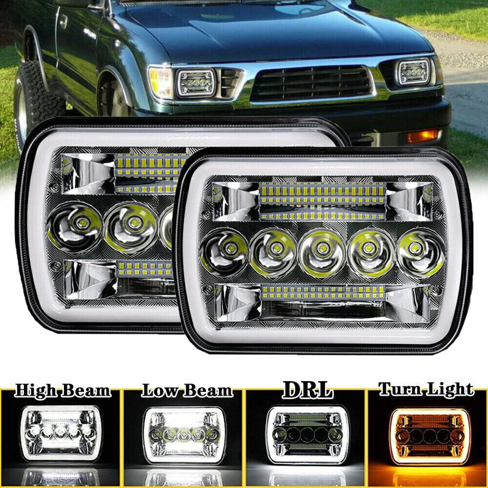 

2PCS 5x7 /7x 6 Inch Car Led Headlight Automotive Square Headlight Headlamp Assembly Waterproof 400w 40000lm For XJ YJ Car Truck