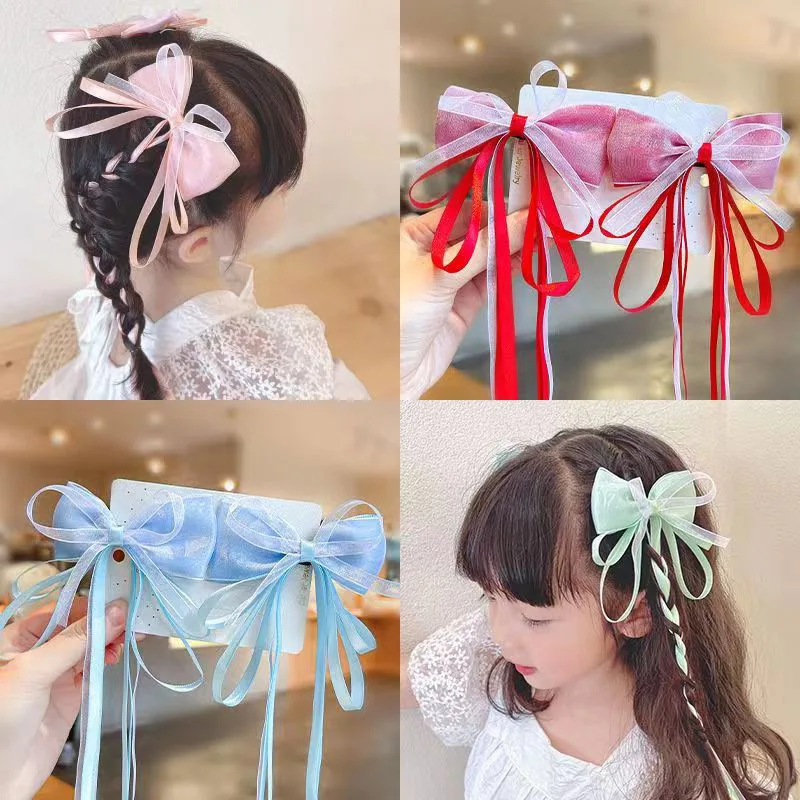

New Chinese Style Bow Tassel Streamer Hairpins Children Cute Sweet Girls Hair Clips Women Barrettes Hairgrips Hair Accessories