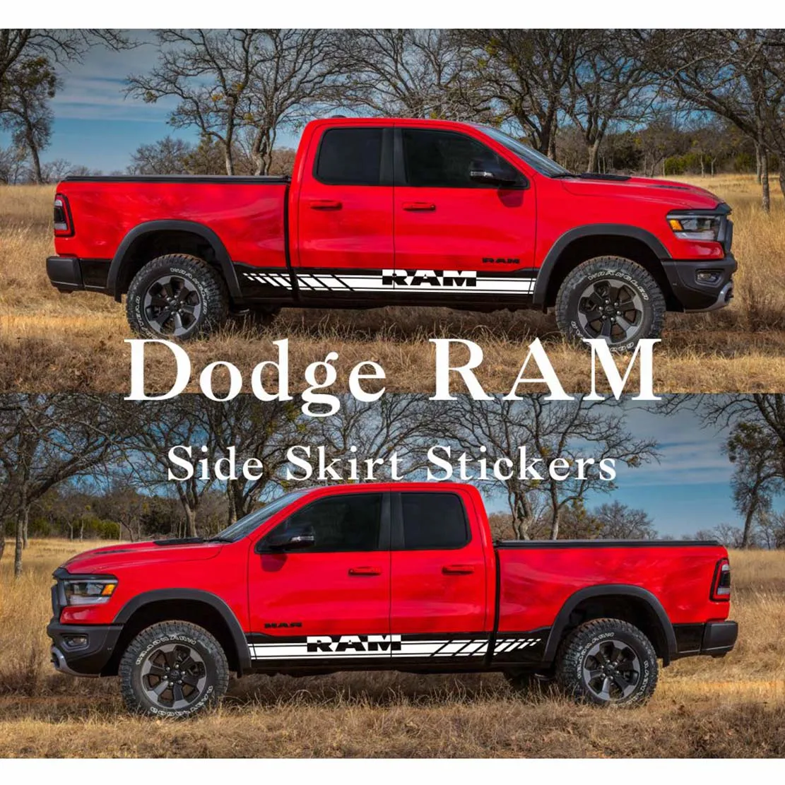 

For Dodge RAM 1500 2500 3500 Rebel Pickup Door Side Skirt Stickers Truck Decal Car Vinyl Decor Decal Auto Tuning Accessories