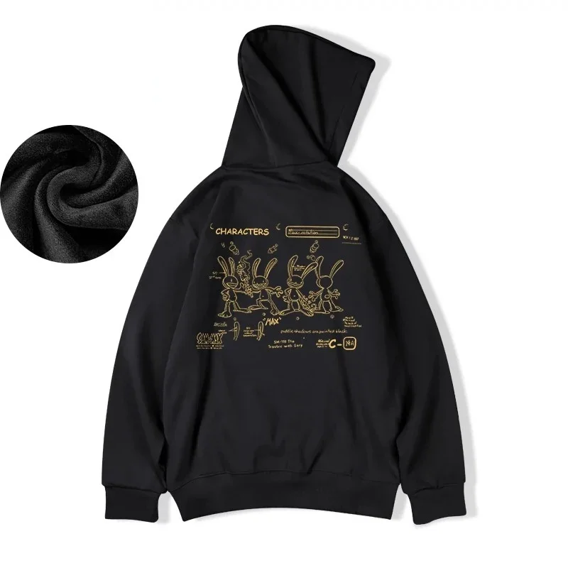 

Новинка 2023, толстовки с рисунком аниме-кролика для мужчин, модная Осенняя уличная одежда в стиле хип-хоп, мужской спортивный костюм, Повседневная Толстовка Y2K с капюшоном