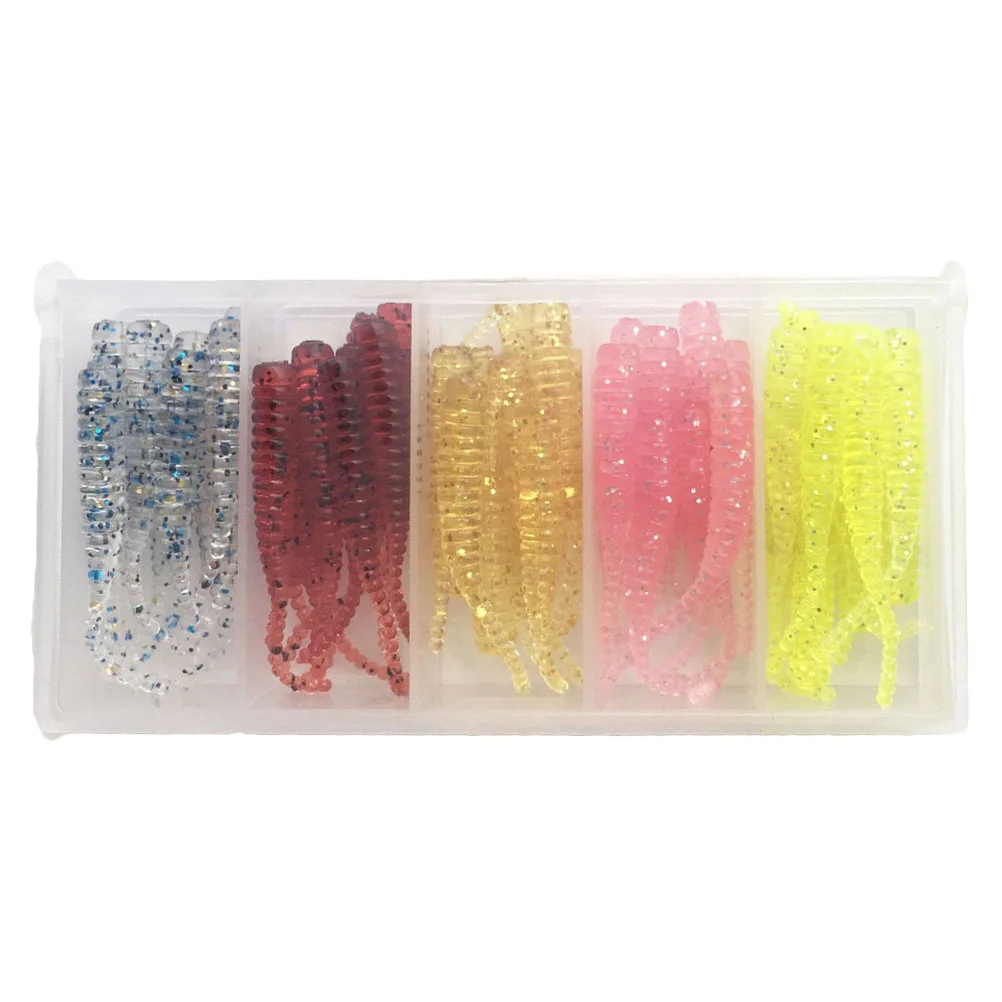 

50pcs Plastic Artificial Fishing Lures Fishing Baits Worms Lures for Fisherman Fishing