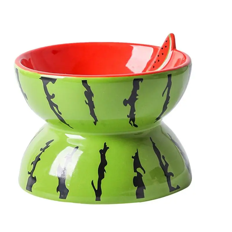 

Ceramic Raised Cat Bowl Single Cat Pet Bowl Fruit Design Elevated Cat Food Bowl Pet Supplies Stress Free Backflow Prevention