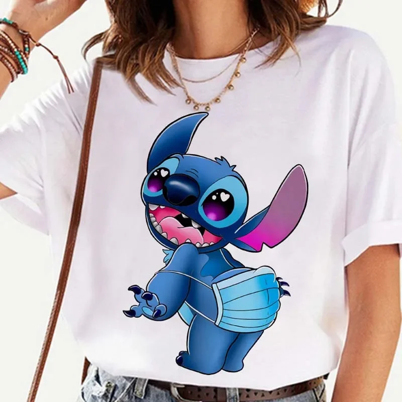 Модная женская футболка с принтом Hello Lilo Harajuku Kawaii