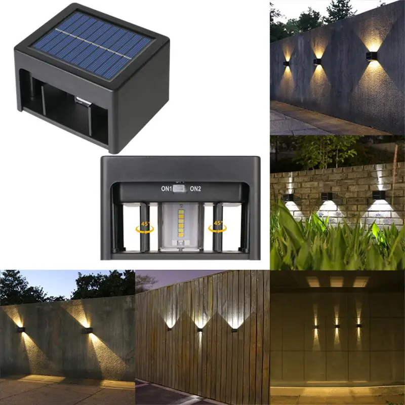 

Wall Lamp 1200mah Waterproof Balcony Wall Spotlights Outdoor Lighting Courtyard Lamp White Warm Light Solar Wall Lamp