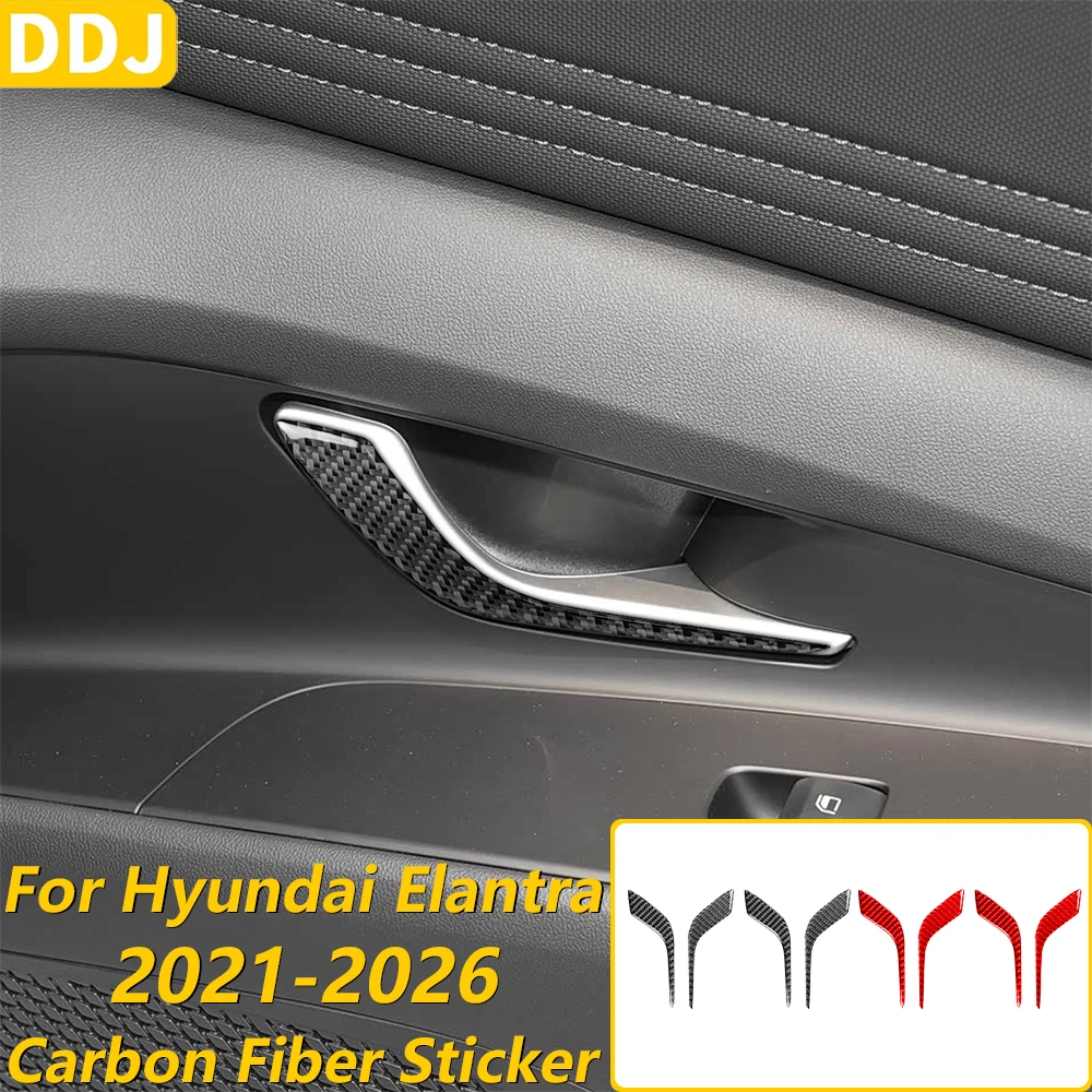 Фото Для Hyundai Elantra CN7 2021-2026: Декоративная накладка на внутреннюю ручку двери и панель переключателей из углеродного волокна, аксессуары для интерьера автомобиля, наклейка №1