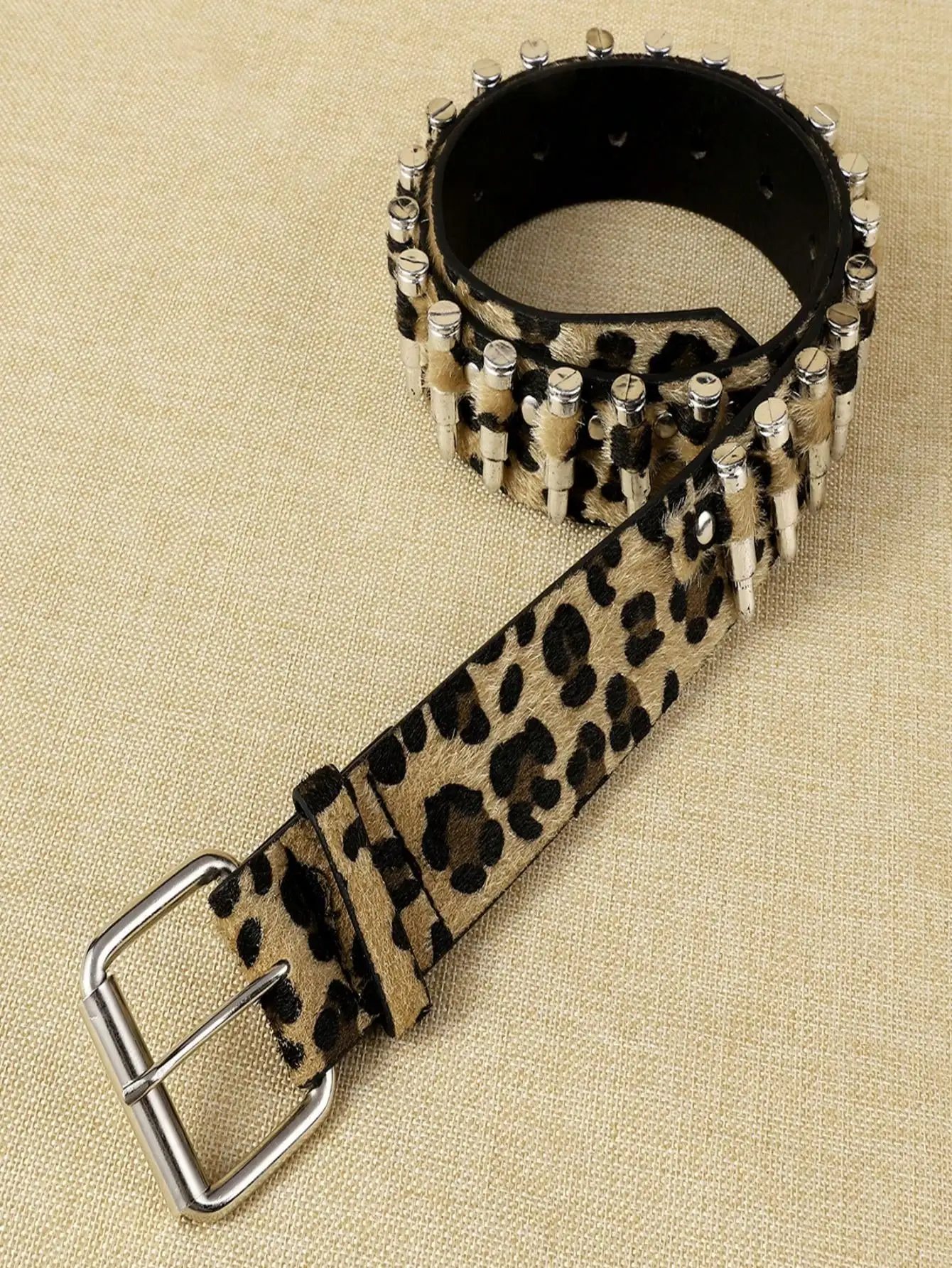 Металлический пляжный ремень с леопардовым принтом